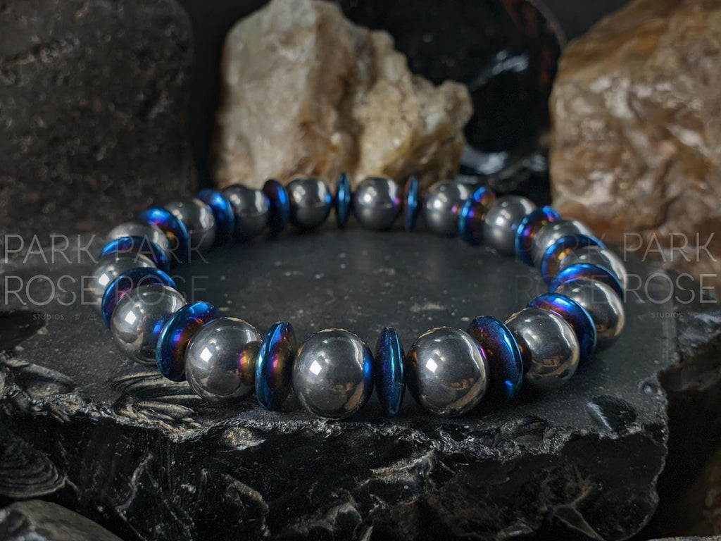 Blue Hematite Titanium Bracelet: Grade 2 Titanium