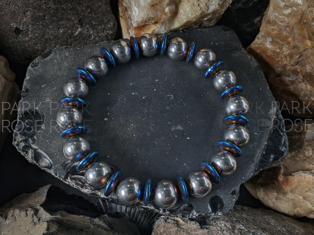 Blue Hematite Titanium Bracelet: Grade 2 Titanium