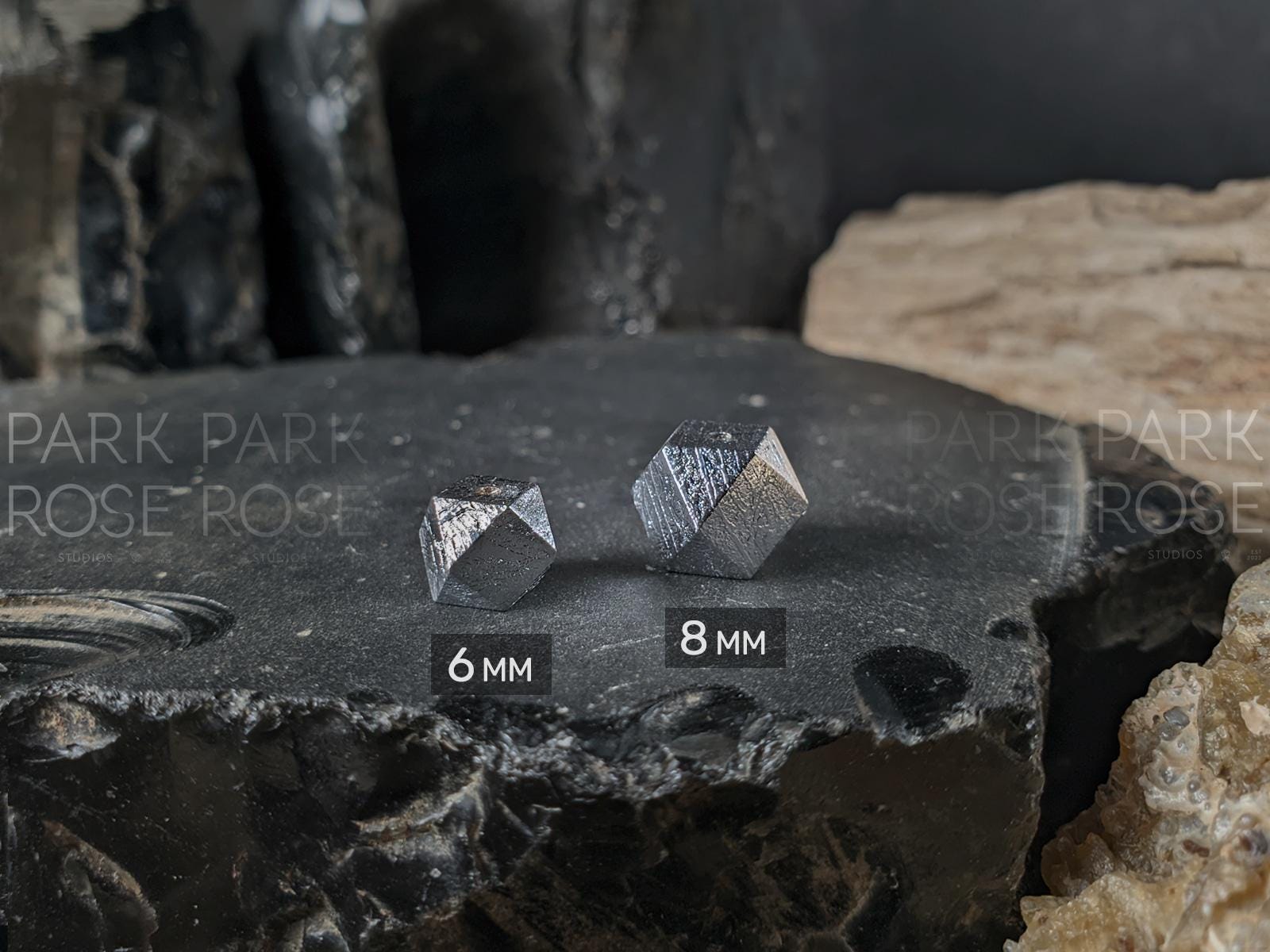 Faceted Gibeon Iron Nickel Meteorite Beads (6/8mm)