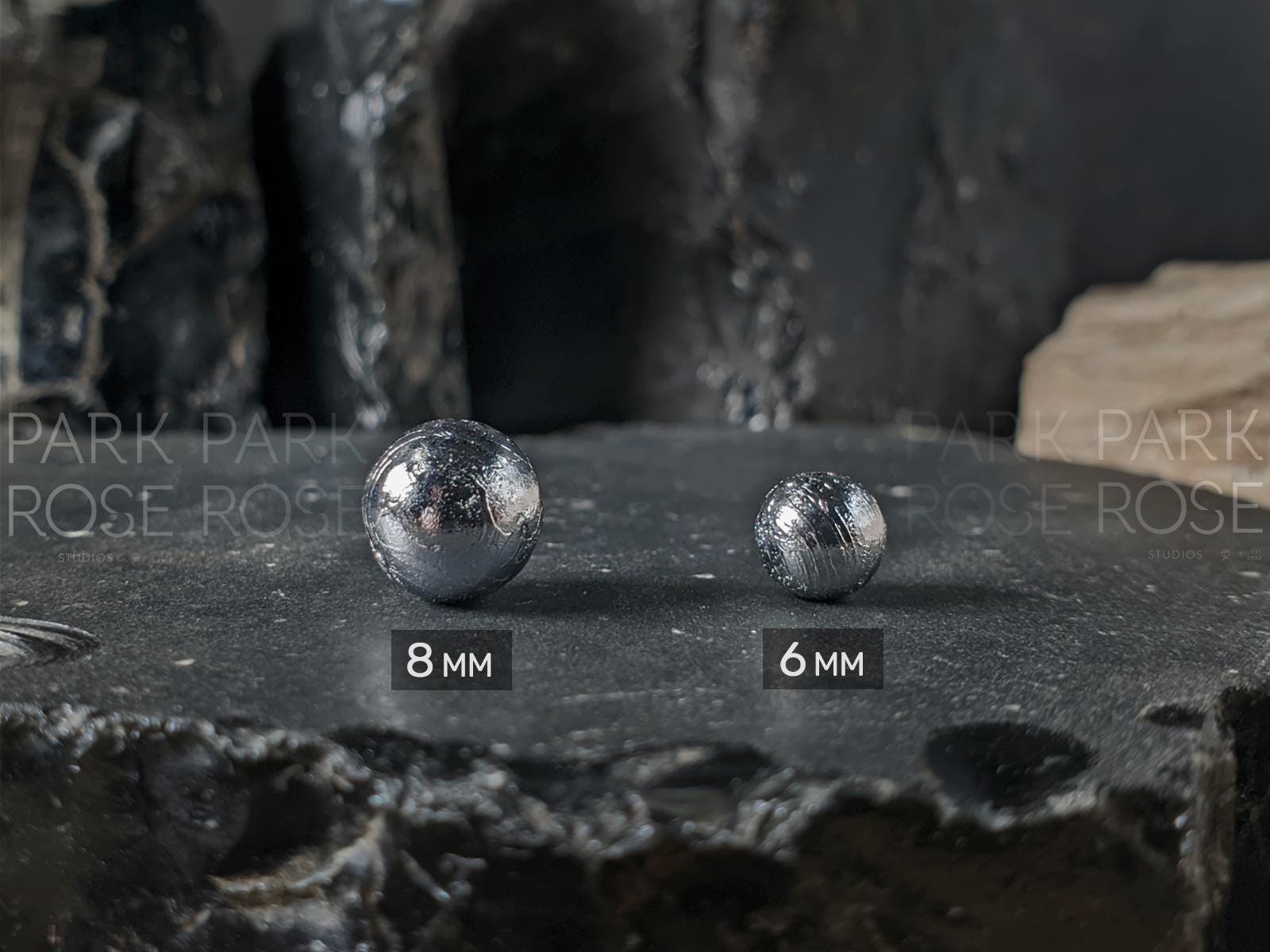 Round Gibeon Iron Nickel Meteorite Beads (6mm or 8mm)