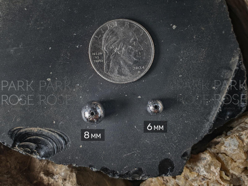 Round Gibeon Iron Nickel Meteorite Beads (6mm or 8mm)
