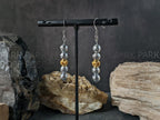 Gibeon Meteorite Earrings Featuring 24K Gold Cat Eye Beads