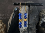 Natural Blue Kyanite Earrings: 24K Gold Cat Eye Bead (6mm)