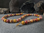 Mookaite Jasper Necklace: Fall Color Gemstones, 24K Gold Details