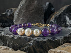 Amethyst & Freshwater Pearl Bracelet (8mm)