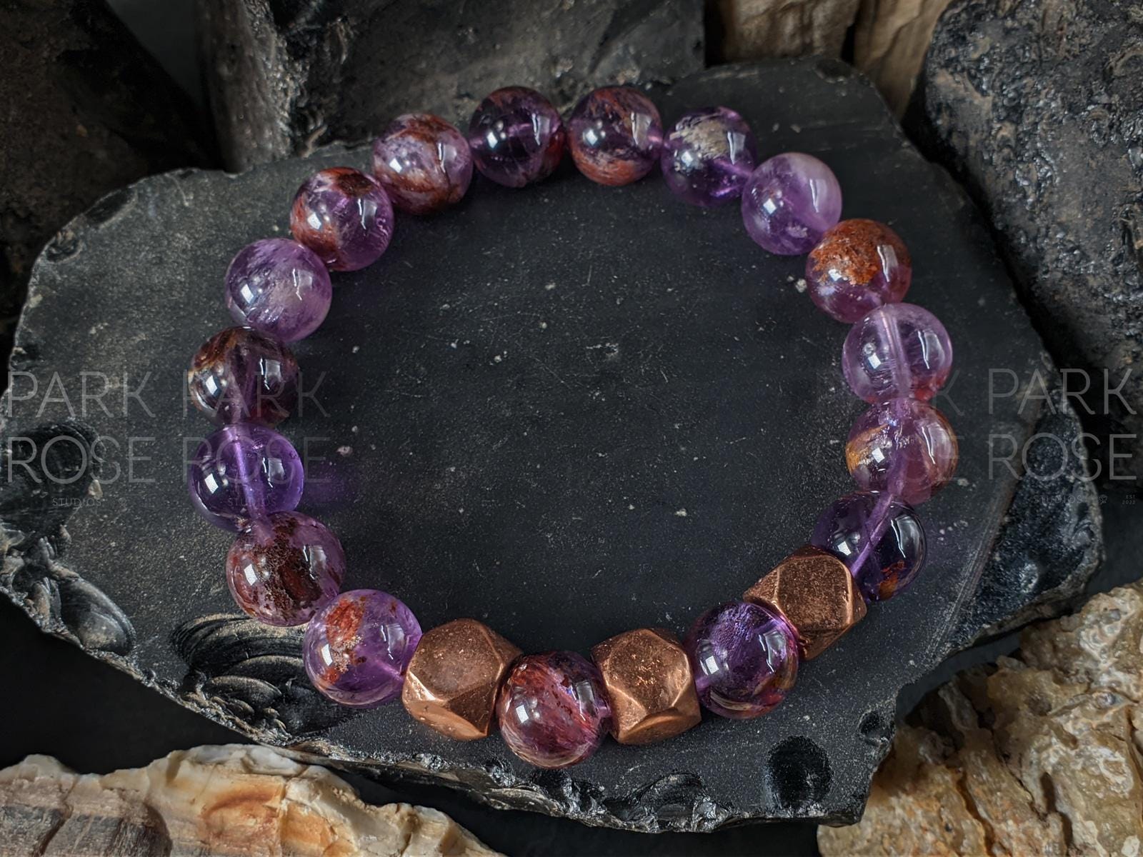 Super Seven Copper Bracelet, Auralite 23, Melody Stone (10mm)