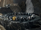 Calico Tourmaline Bracelet: 24K Gold Cat Eye Bead