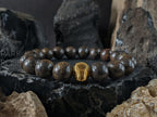 Madagascar Bronzite Gemstone Bracelet: 24K Pure Gold Cat Eye Bead (10mm)