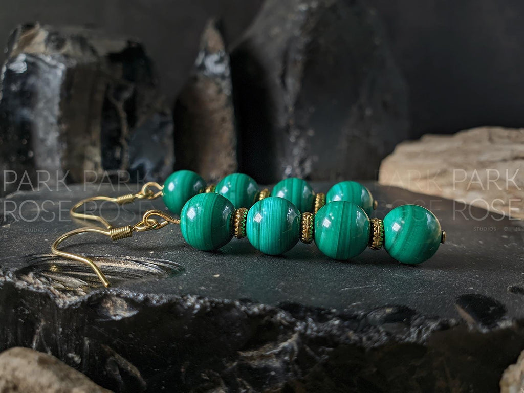 Congo Malachite Gemstone Earrings (8mm)