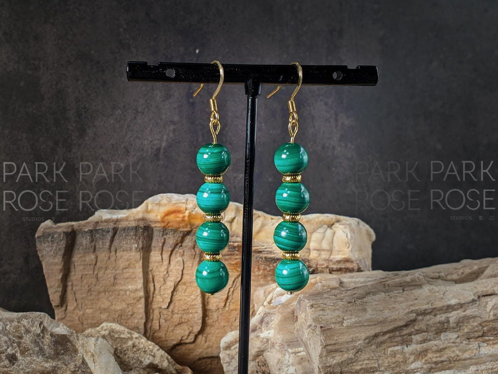 Congo Malachite Gemstone Earrings (8mm)