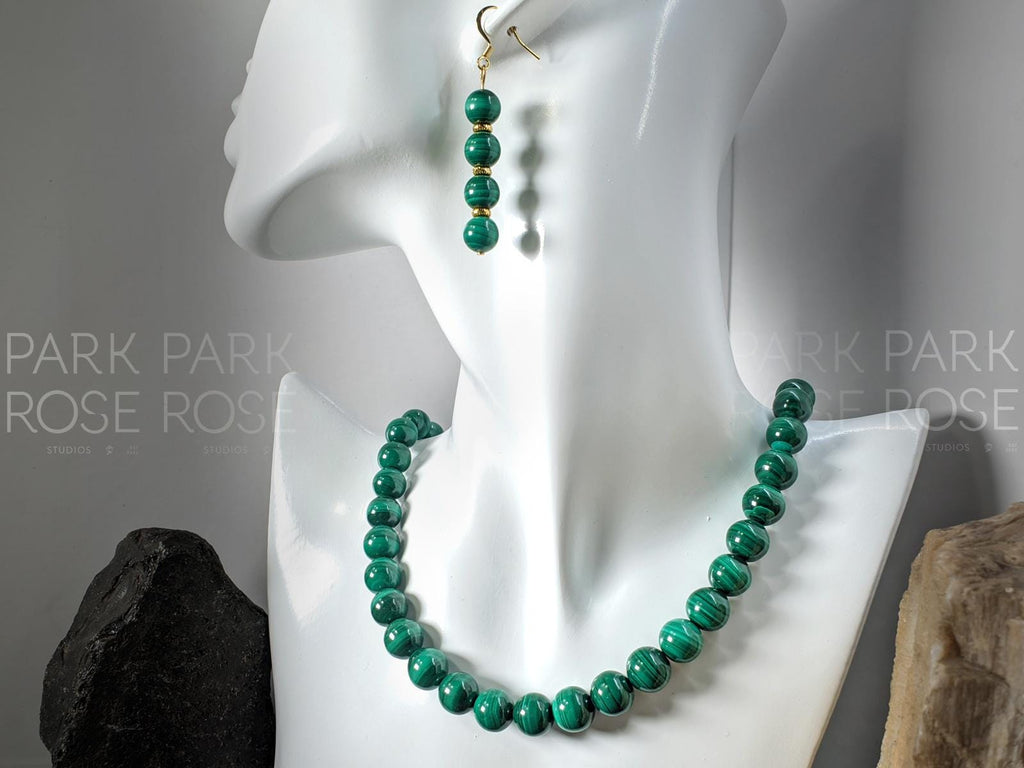 AAAAA Congo Malachite Gemstone Necklace(10mm)