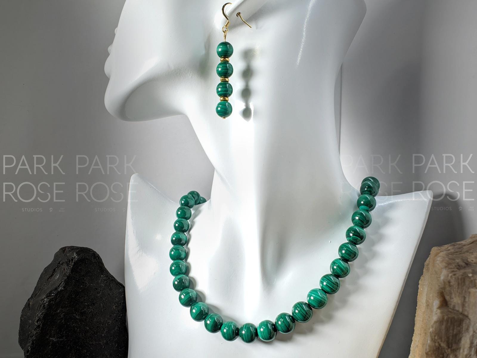 AAAAA Congo Malachite Gemstone Necklace(10mm)