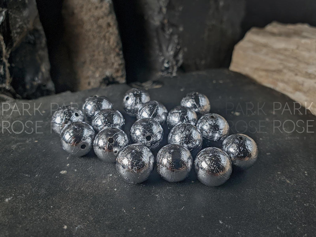 Round Gibeon Iron Nickel Meteorite Beads (6mm or 8mm)