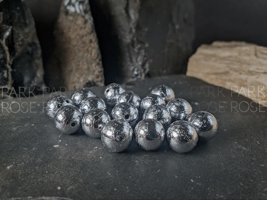 Round Gibeon Iron Nickel Meteorite Beads (6mm or 8mm)