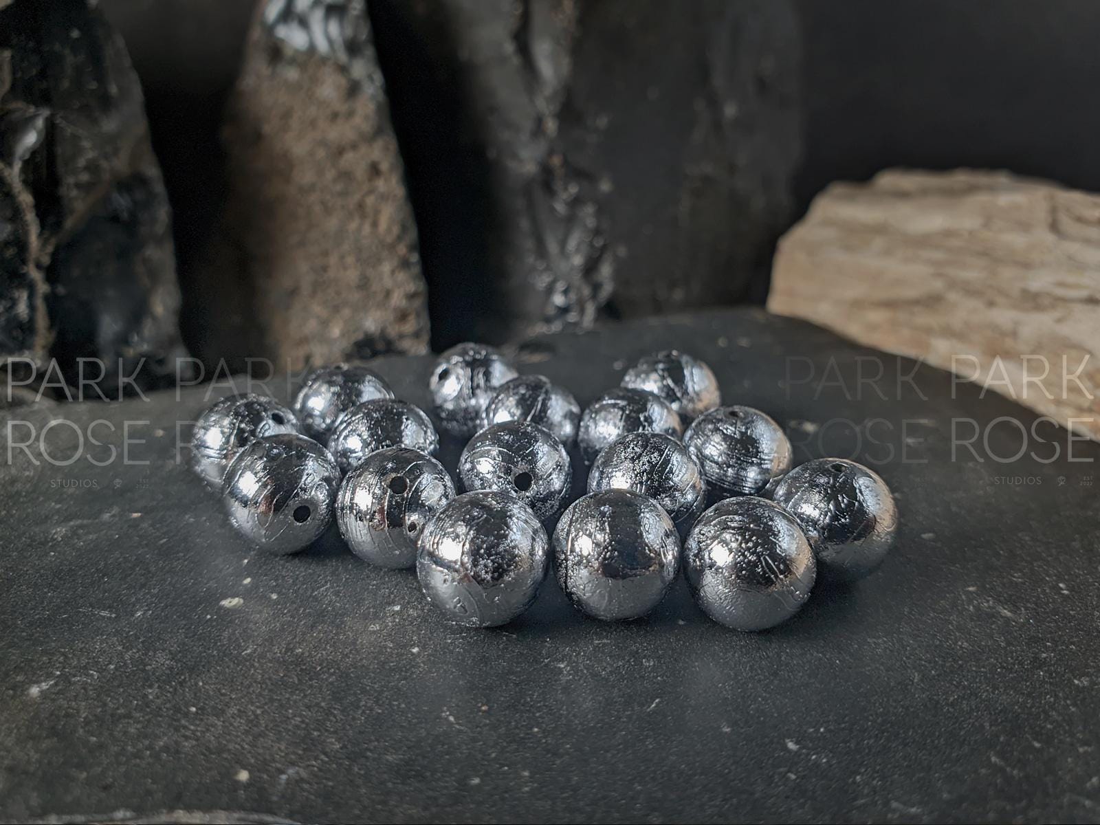 Round Gibeon Iron Nickel Meteorite Beads (6mm or 8mm)