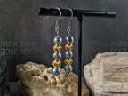 Gibeon Meteorite Earrings Featuring 24K Gold Cat Eye Beads