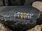 Gibeon Meteorite Earrings Featuring 24K Gold Cat Eye Beads