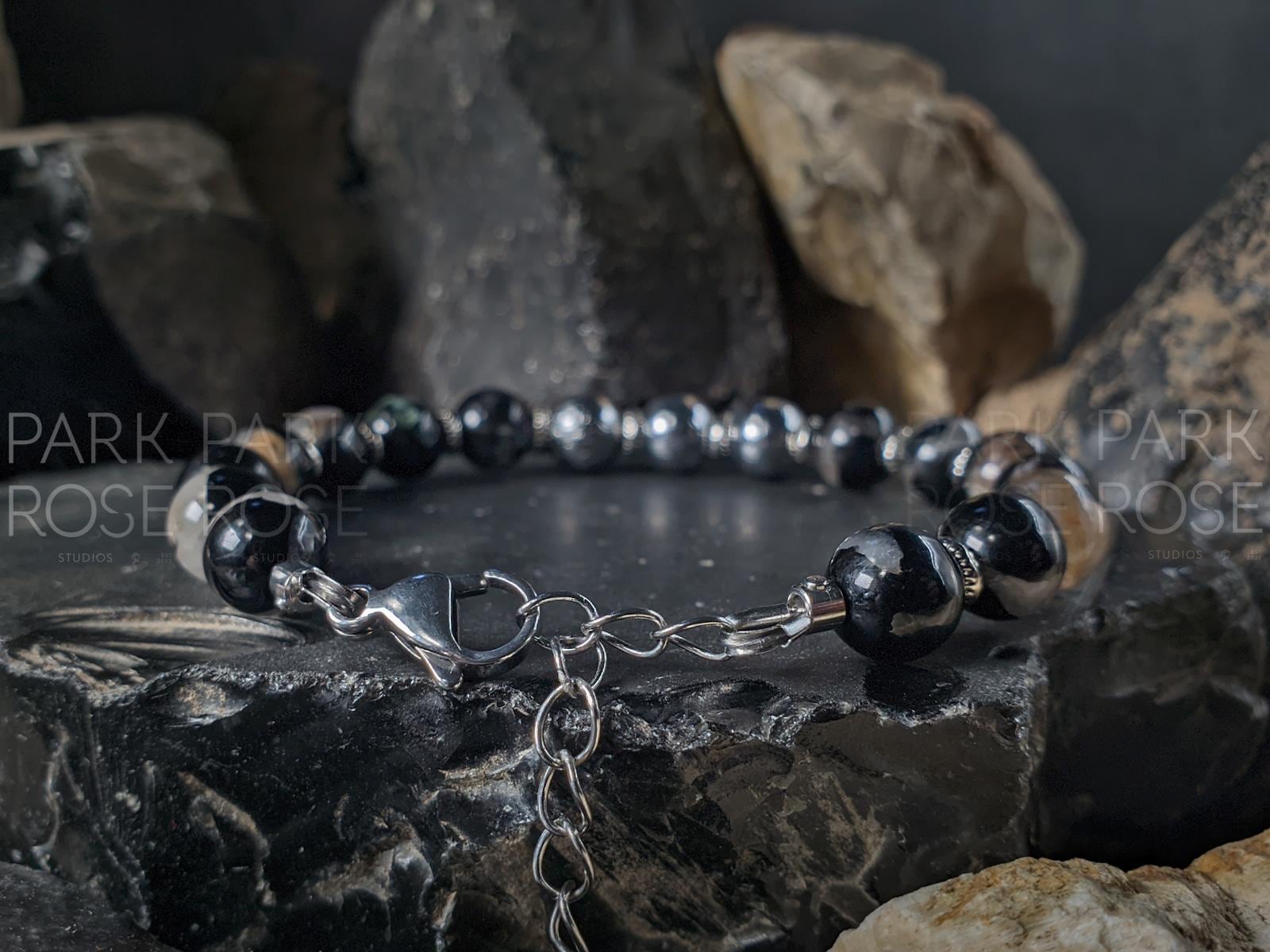 Calico Tourmaline Meteorite Bracelet (8mm)