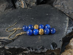 Natural Blue Kyanite Earrings: 24K Gold Cat Eye Bead (6mm)