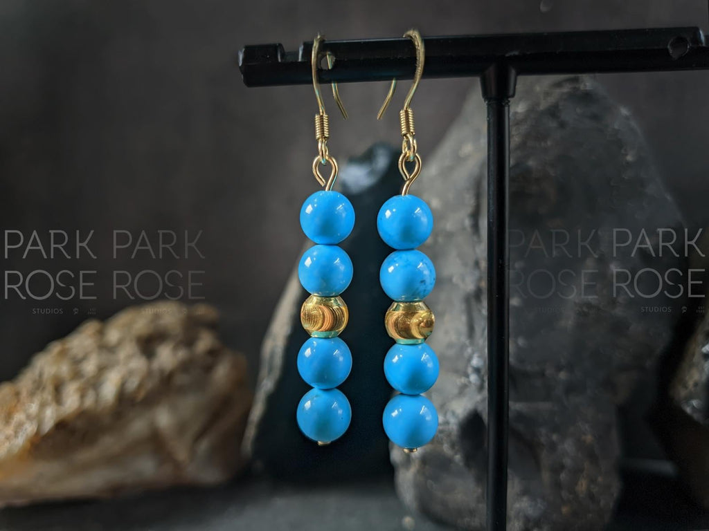 Sleeping Beauty Turquoise Earrings: 24K Gold Cat Eye Bead (6mm)