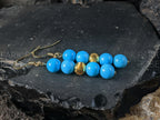 Sleeping Beauty Turquoise Earrings: 24K Gold Cat Eye Bead (6mm)