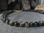 7A Gold Obsidian Gemstone Necklace: Obsidian Jewelry (10mm)