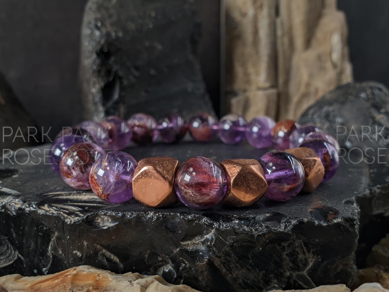 Super Seven Copper Bracelet, Auralite 23, Melody Stone (10mm)