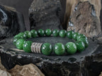 Chunky Nephrite Green Jade Bracelet (10mm)
