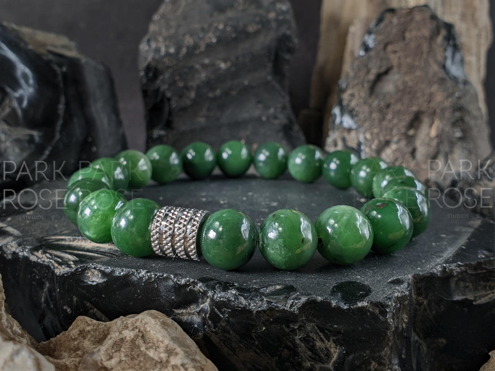 Chunky Nephrite Green Jade Bracelet (10mm)