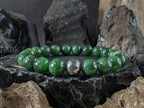 Chunky Nephrite Green Jade Bracelet (10mm)