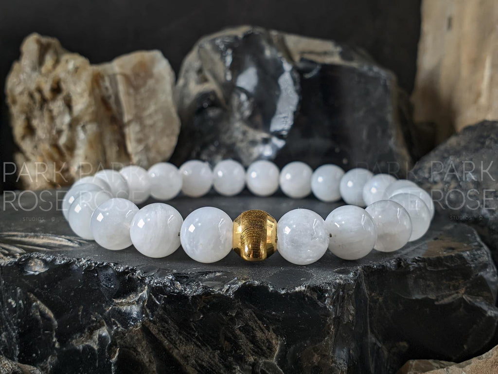 Bundle: Spinel & Moonstone Bracelet, 24K Solid Gold Cat Eye Bead (6/8mm)