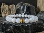 Bundle: Spinel & Moonstone Bracelet, 24K Solid Gold Cat Eye Bead (6/8mm)
