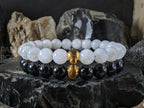 Bundle: Spinel & Moonstone Bracelet, 24K Solid Gold Cat Eye Bead (6/8mm)