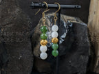 Nephrite Green & White Jade Earrings: 24K Pure Gold Cat Eye Beads (6mm)