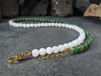 Yin Yang Nephrite Jade Beaded Necklace: 24K Gold Cat Eye Bead (6mm)
