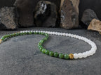 Yin Yang Nephrite Jade Beaded Necklace: 24K Gold Cat Eye Bead (6mm)