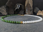Yin Yang Nephrite Jade Beaded Necklace: 24K Gold Cat Eye Bead (6mm)
