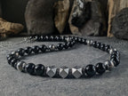Uruguay Black Onyx, Titanium, Meteorite, Hematite Necklace (10mm)