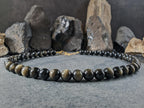 7A Gold Obsidian Gemstone Necklace: Obsidian Jewelry (10mm)