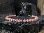 Dainty Argentinian Rhodochrosite Bracelet: 24K Solid Gold Cat Eye Bead (5mm)