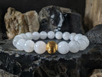 24K Solid Gold Cat Eye Bead Bracelet: Sri Lanka Moonstone (6/8/10mm)