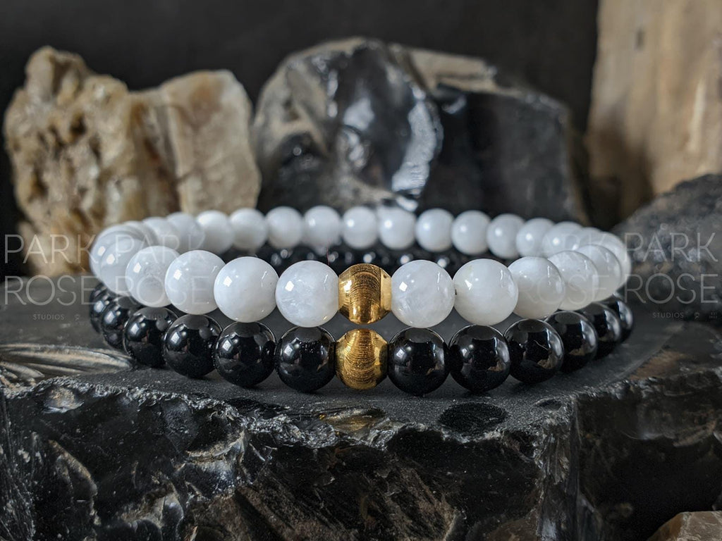 Bundle: Spinel & Moonstone Bracelet, 24K Solid Gold Cat Eye Bead (6/8mm)