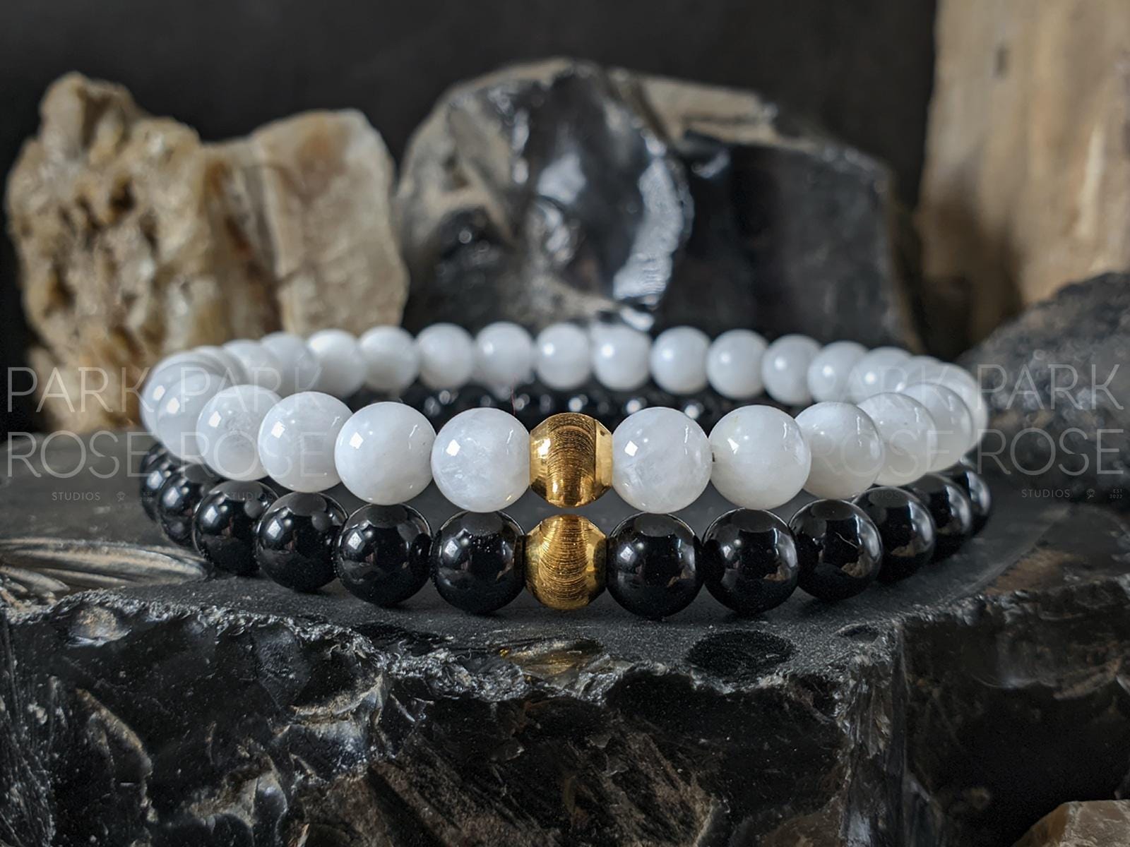 Bundle: Spinel & Moonstone Bracelet, 24K Solid Gold Cat Eye Bead (6/8mm)