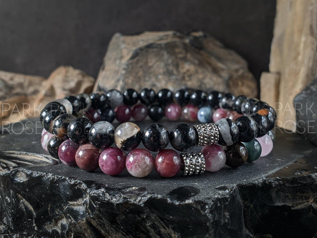 Bundle: Watermelon & Calico Tourmaline Bracelet Set (6mm)