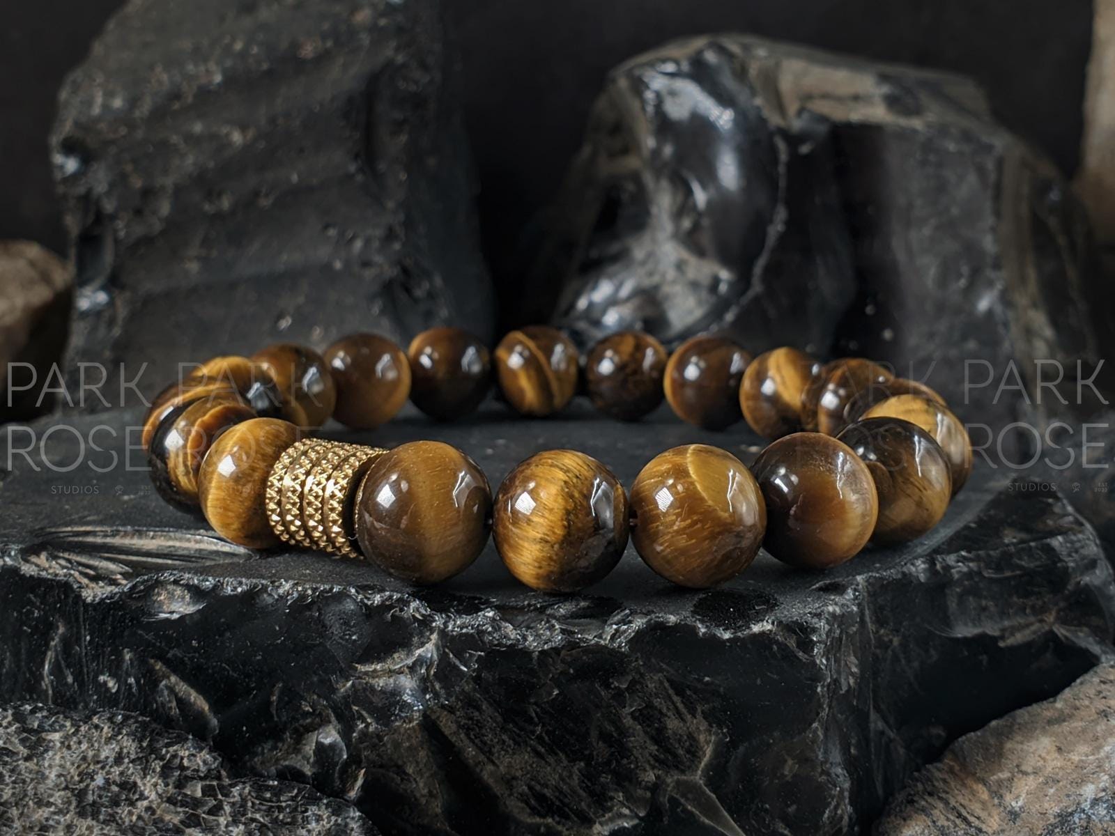 Set of 3 Triple Protection Bracelet Stack: Shungite, Terahertz, Tiger's Eye