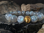 Madagascar Flash Labradorite Bracelet: 24K Gold Cat Eye Bead, (8/10mm)