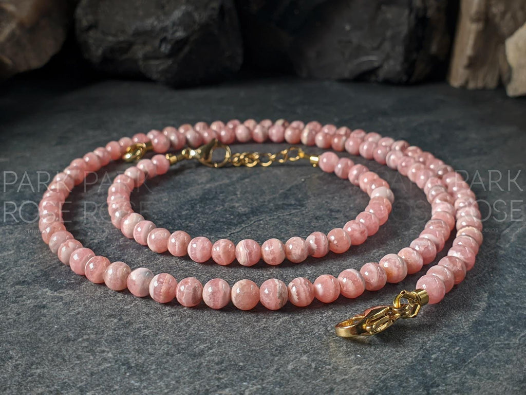 Bundle: Argentinian Rhodochrosite Necklace Bracelet Set (5mm)