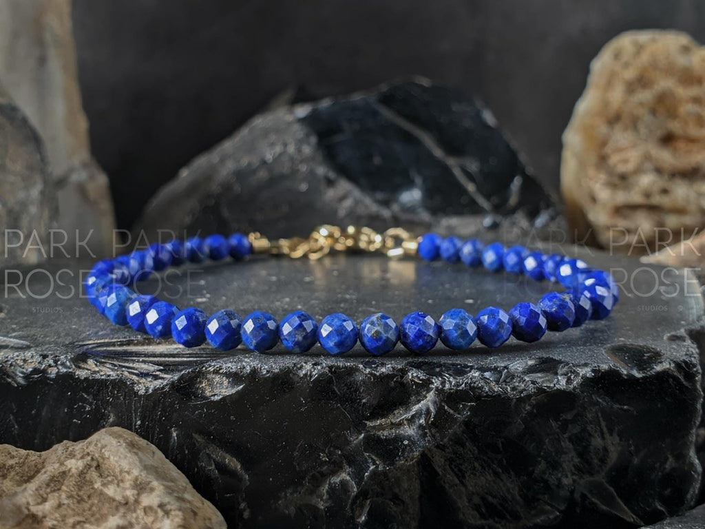 Dainty Faceted Lapis Lazuli Bracelet / Anklet (4mm)