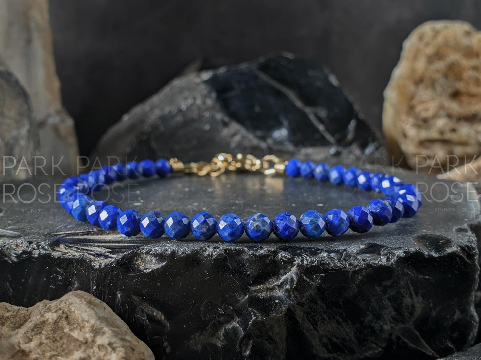 Dainty Faceted Lapis Lazuli Bracelet / Anklet (4mm)