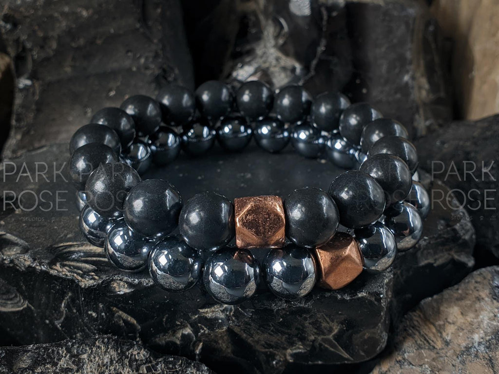 Shungite Copper Terahertz Bracelet Stack, Set of 2 (10mm)